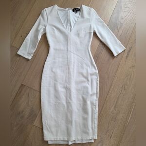Lulu's Classic White Half Sleeve Tailored Dress